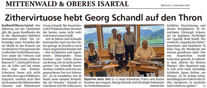 Pressebericht Zitherkonzert im Rahmen des Zithersonntags 2025 an der Glentleiten